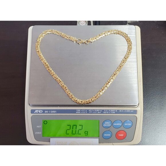 7mm Wide Italian Byzantine Style Chain Necklace 14k Gold 17" Long 20.2 Grams - Picture 9 of 9